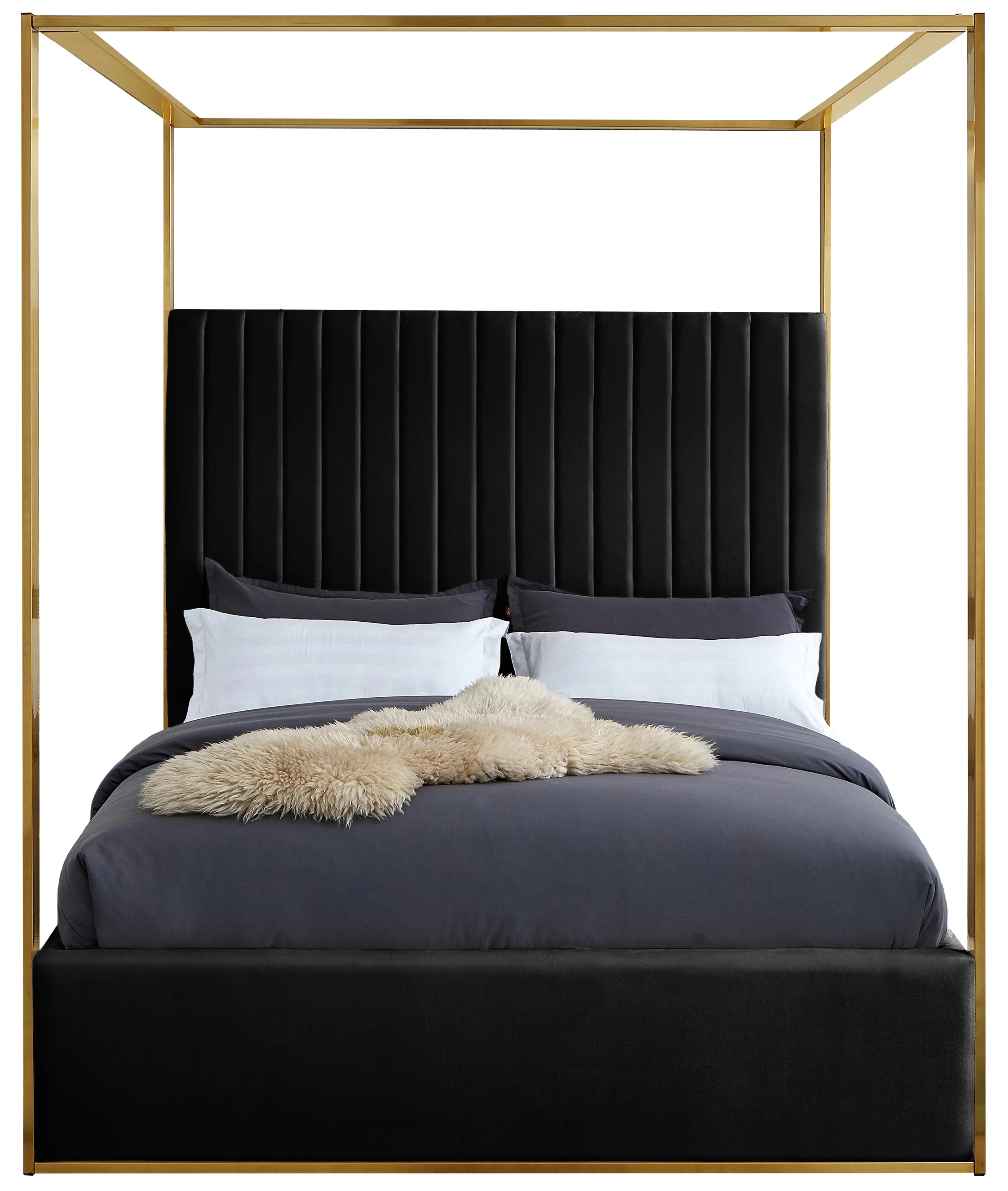 Jones Velvet Upholstered Canopy Bed - Image 4