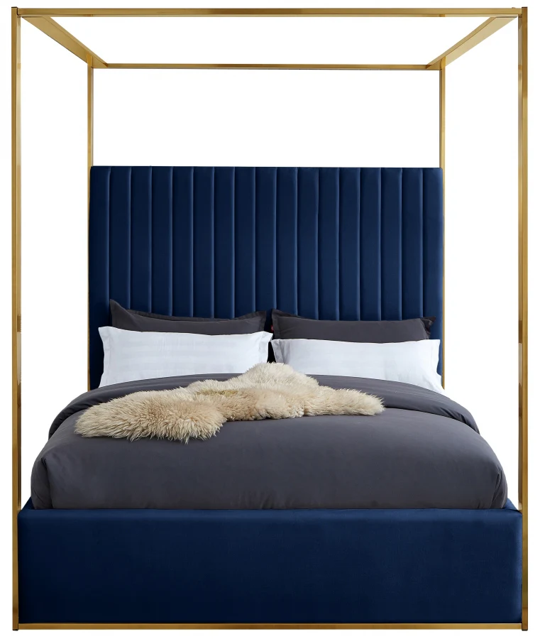 Jones Velvet Upholstered Canopy Bed - Image 7