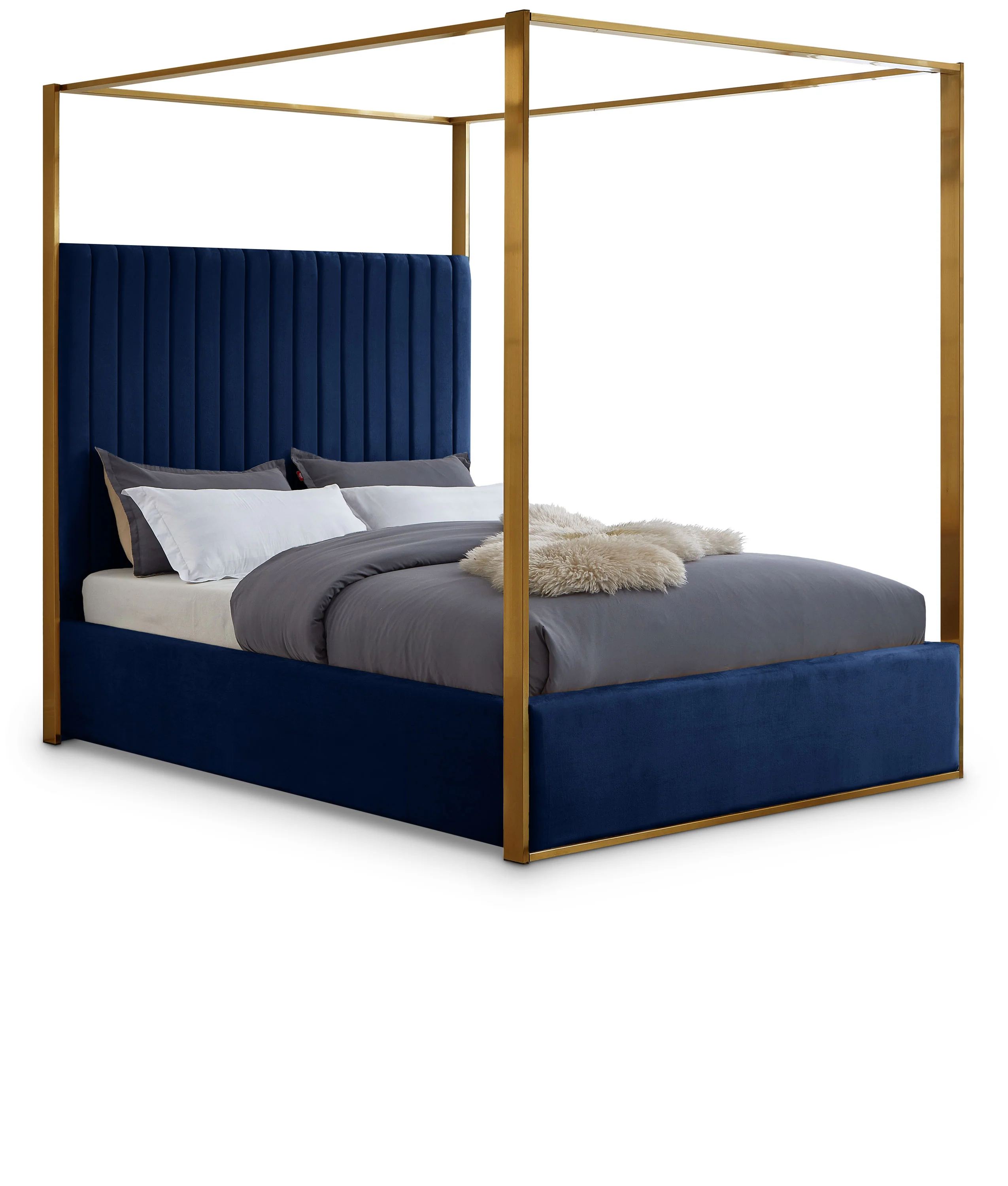 Jones Velvet Upholstered Canopy Bed - Image 8