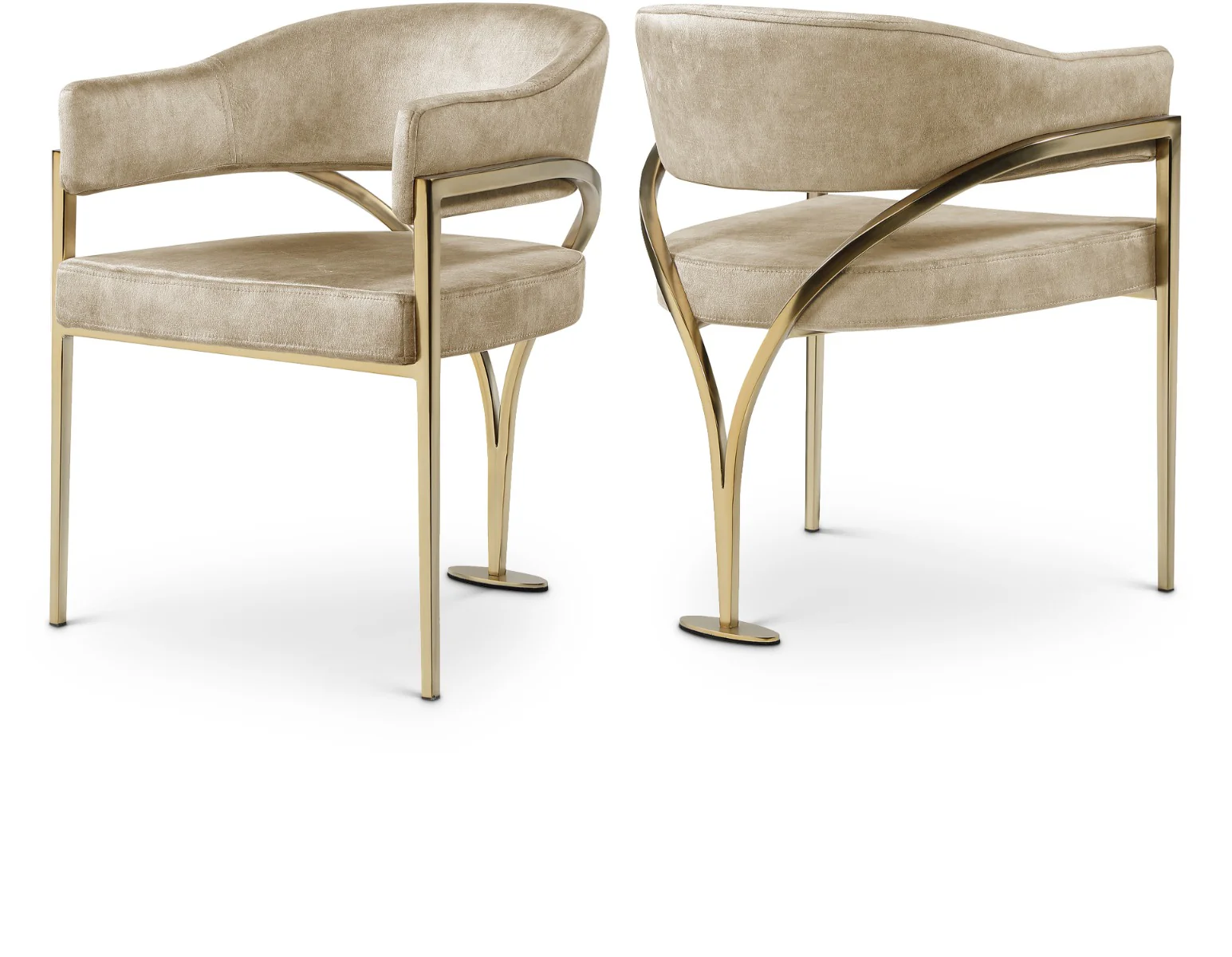 Lenox Beige Velvet Dining Chair - Set Of 2 Gold - Image 2