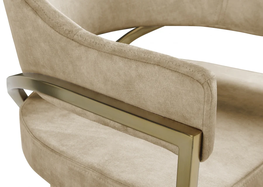 Lenox Beige Velvet Dining Chair - Set Of 2 Gold - Image 4