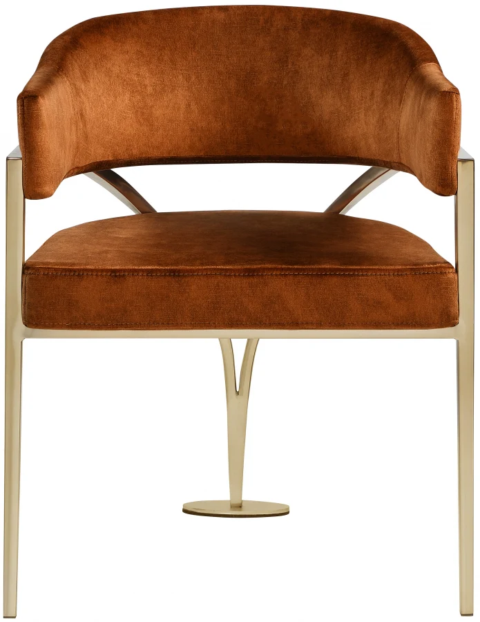 Lenox Cognac Velvet Dining Chair - Set Of 2 Gold - Image 4