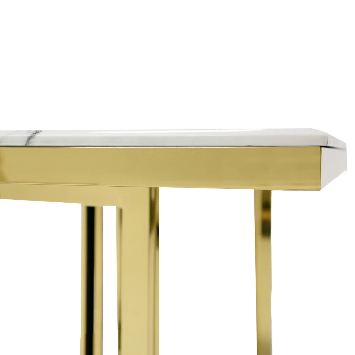 Loomis - White Marble & Gold Dining Table - Image 8