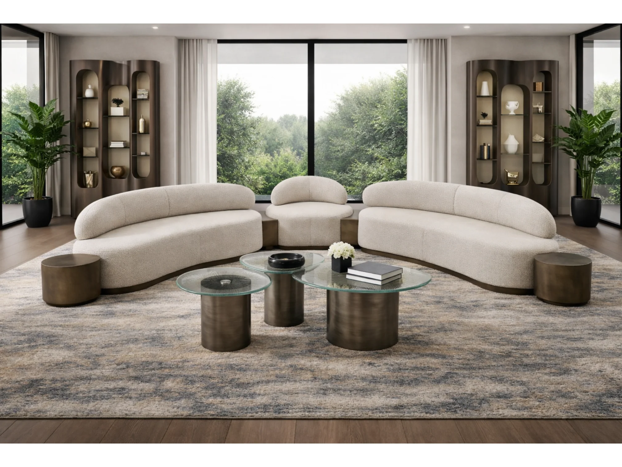 Lunaforma 7-Piece Curved Sectional – Ivory Bouclé & Brushed Brass - Image 13