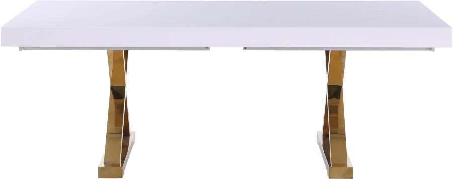 84" - 123.5" White Lacquer Maxi Extendable 2 Leaf Dining Table - Image 9