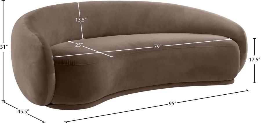 Mirage 95" Velvet Upholstered Fabric Sofa - Image 30