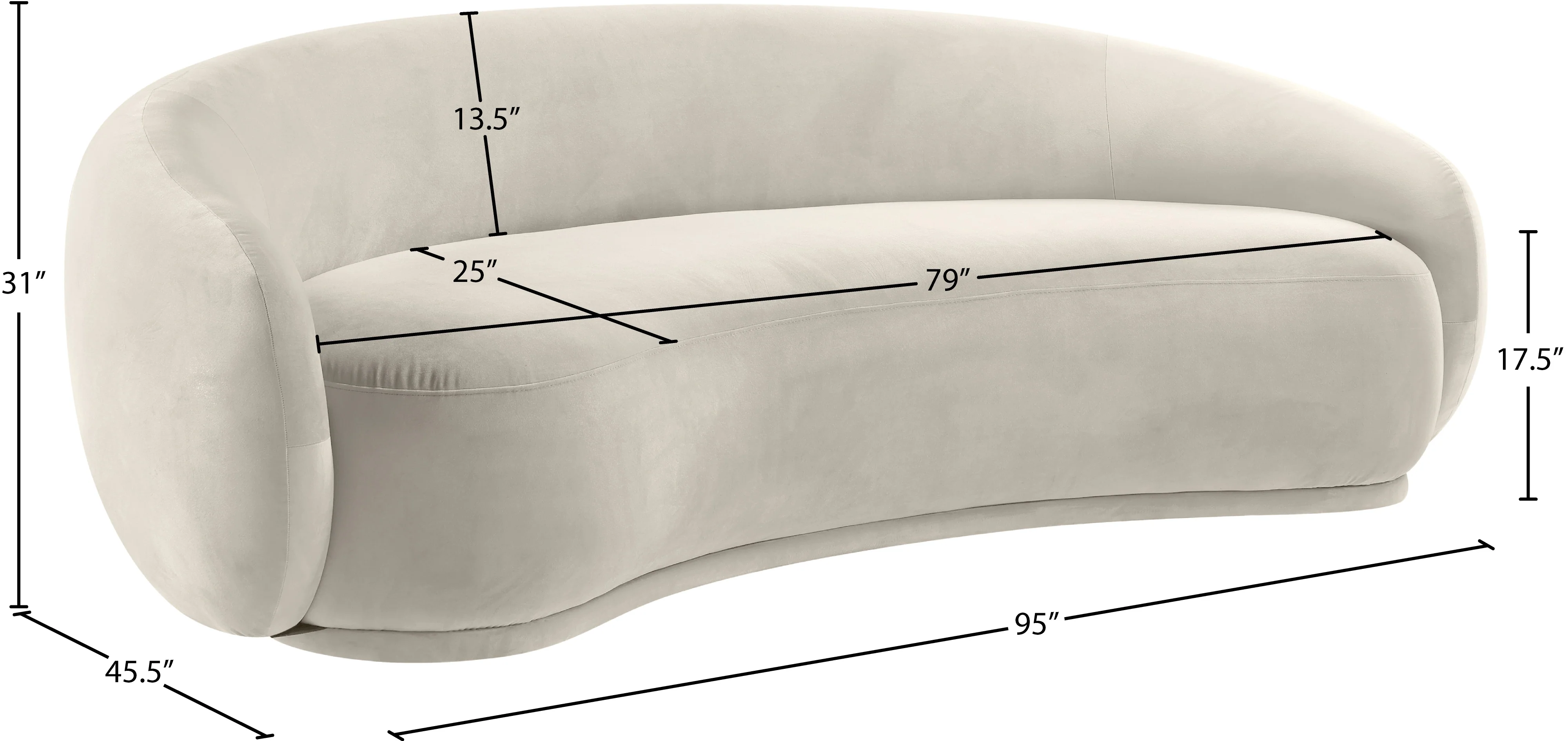 Mirage 95" Velvet Upholstered Fabric Sofa - Image 49