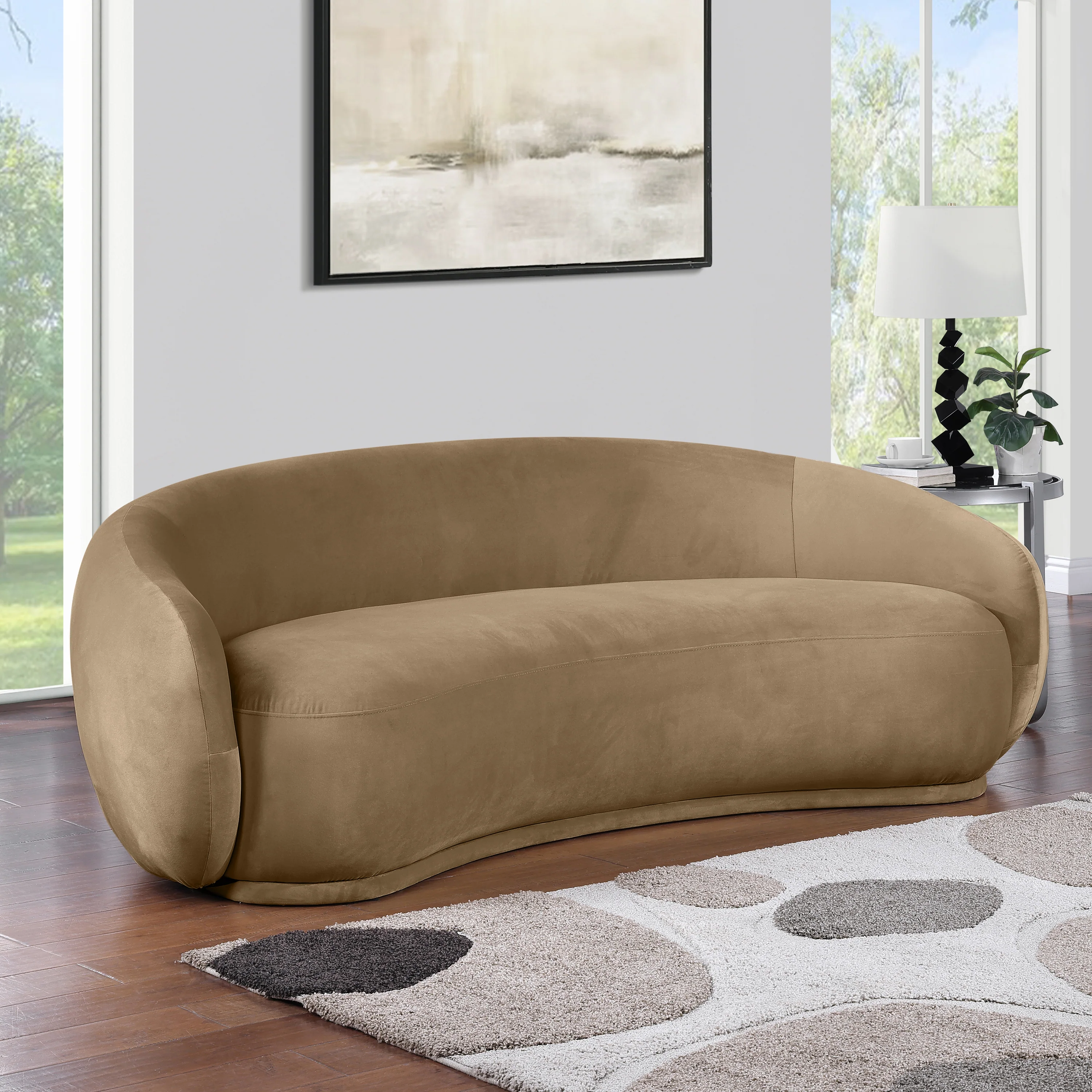 Mirage 95" Velvet Upholstered Fabric Sofa - Image 74