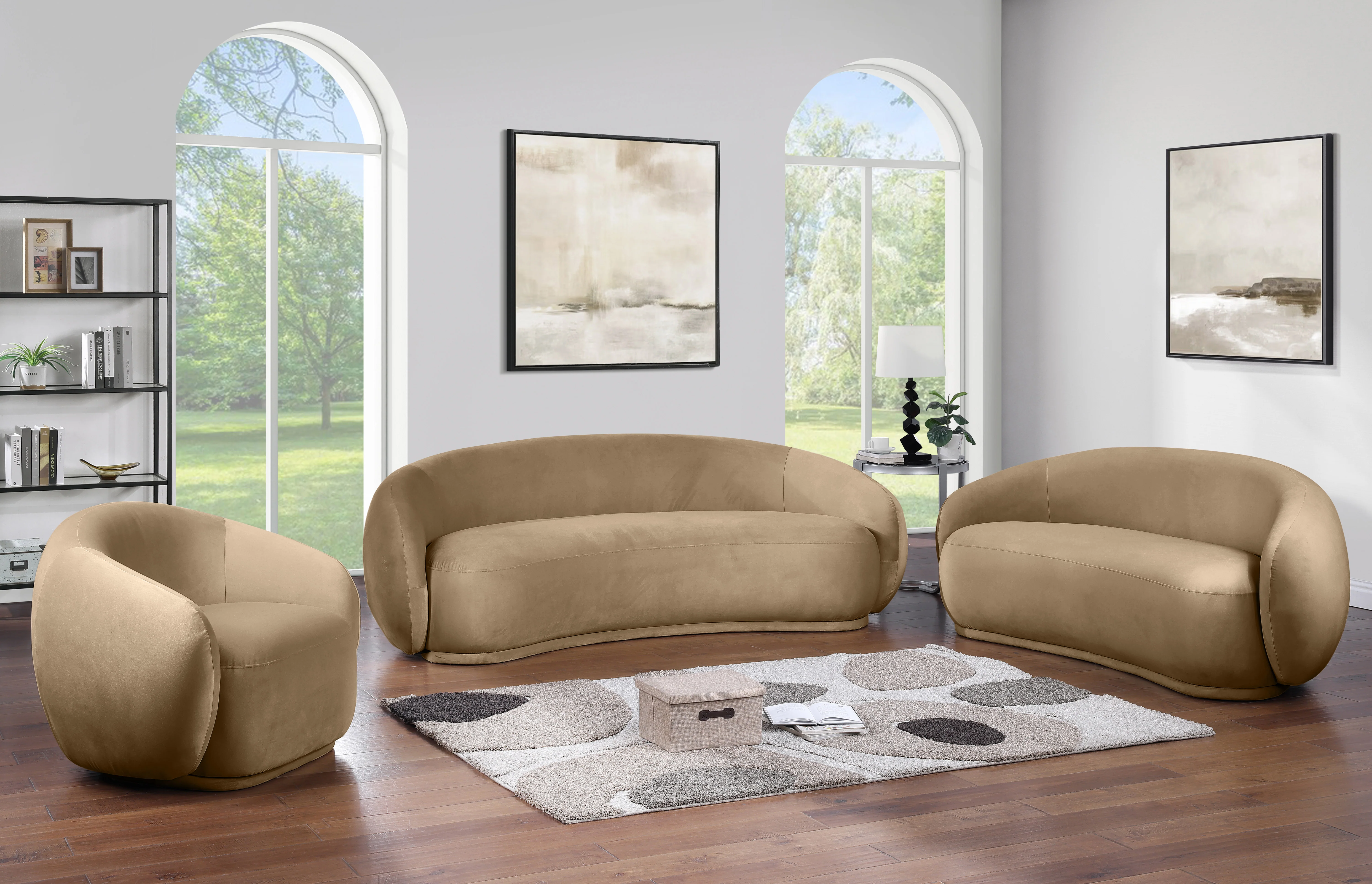 Mirage 95" Velvet Upholstered Fabric Sofa - Image 78