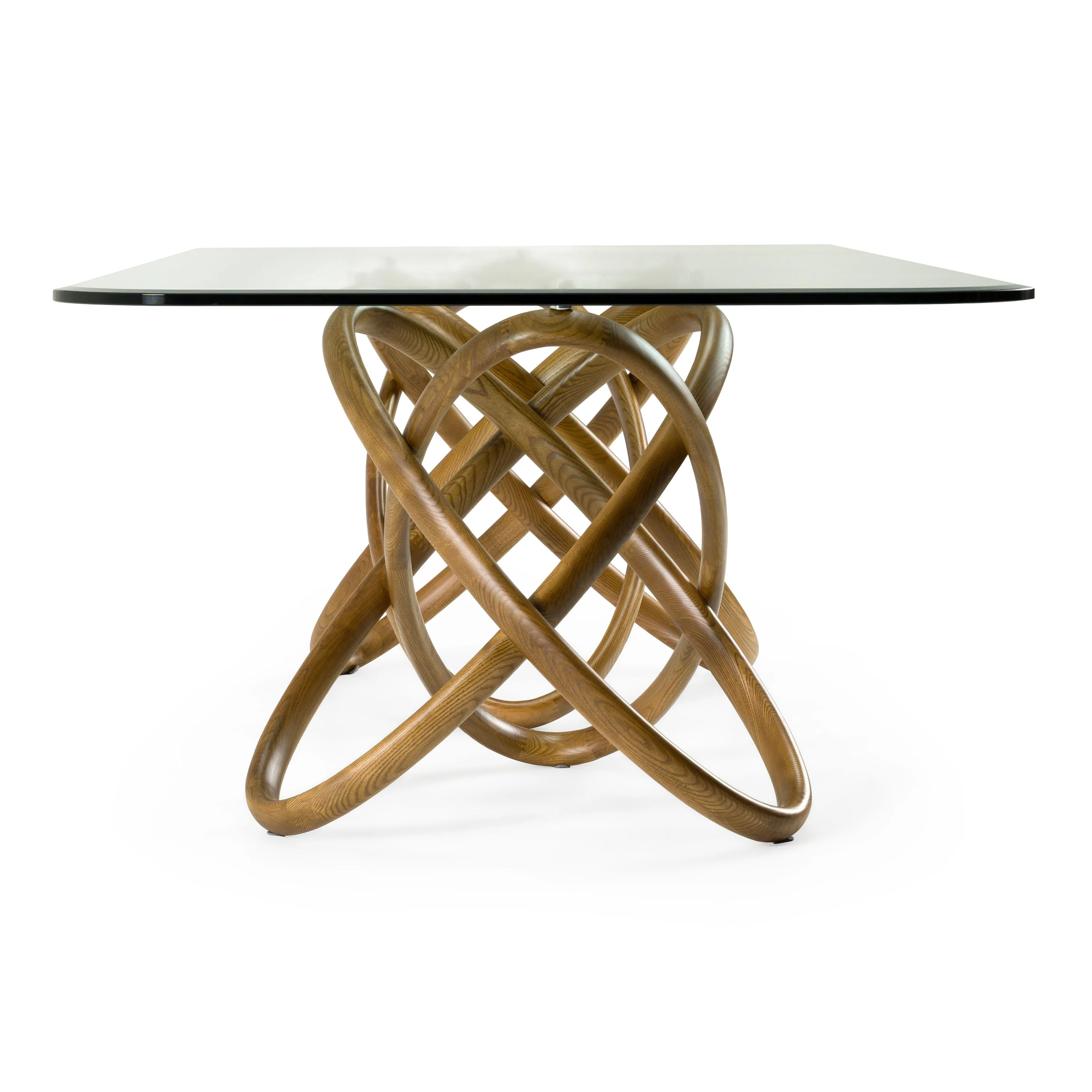 Modern Flux Glass & Walnut Dining Table - Image 4