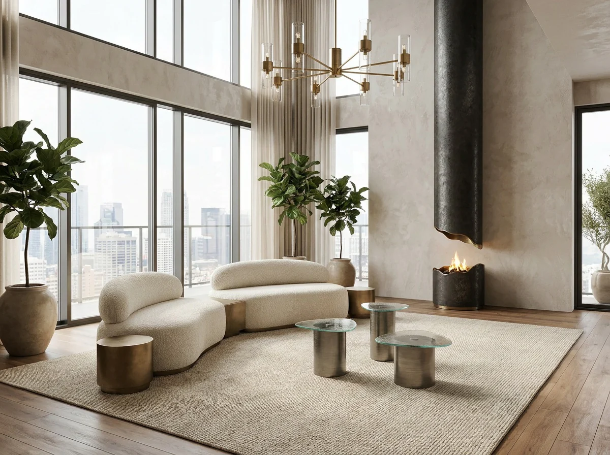 Lunaforma 7-Piece Curved Sectional – Ivory Bouclé & Brushed Brass - Image 9