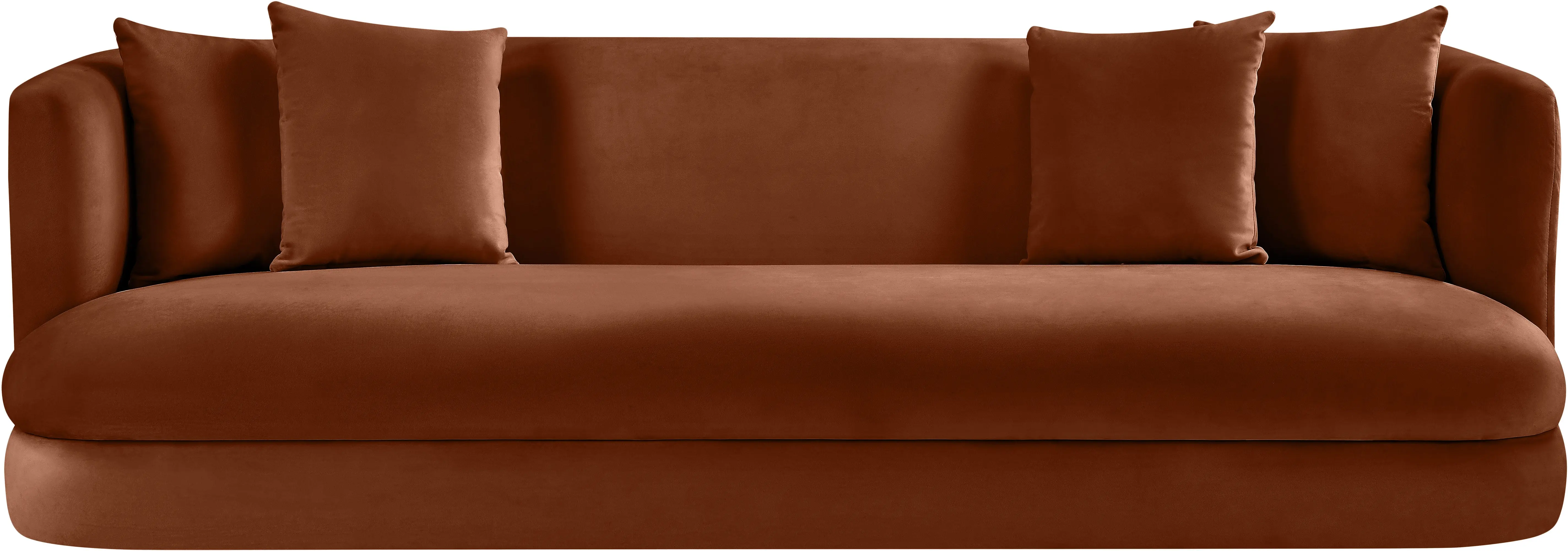 Oasis 66" Cognac Velvet Upholstered Loveseat - Image 3