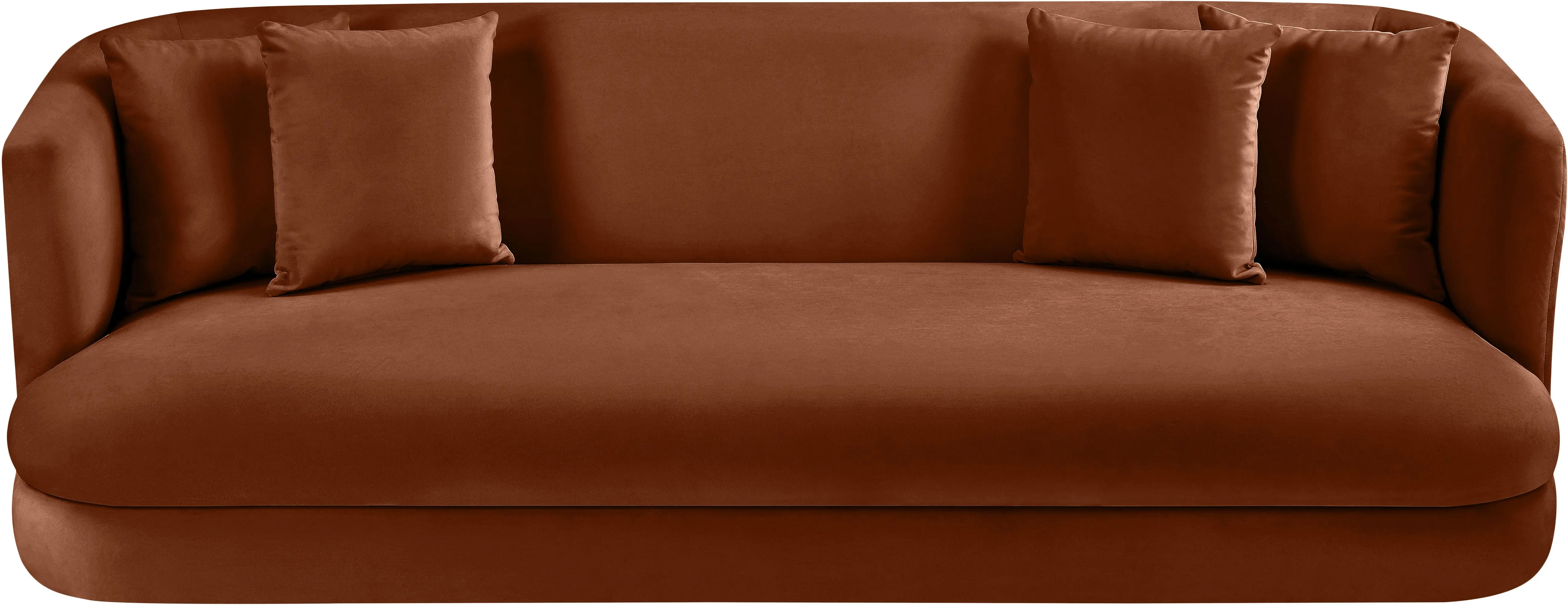 Oasis 66" Cognac Velvet Upholstered Loveseat - Image 5