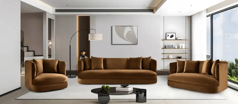 Oasis 66" Saddle Velvet Upholstered Loveseat - Image 9