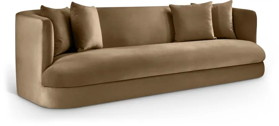 Oasis 93.5" Beige Velvet Upholstered Sofa - Image 2
