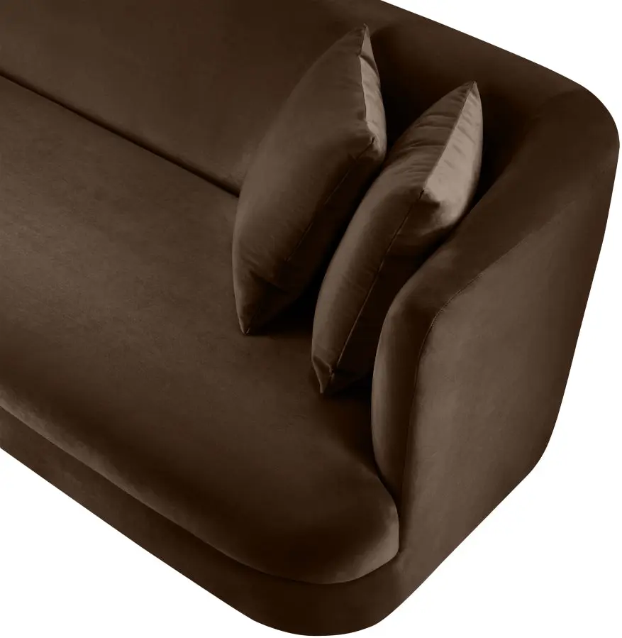 Oasis 93.5" Brown Velvet Upholstered Sofa - Image 9
