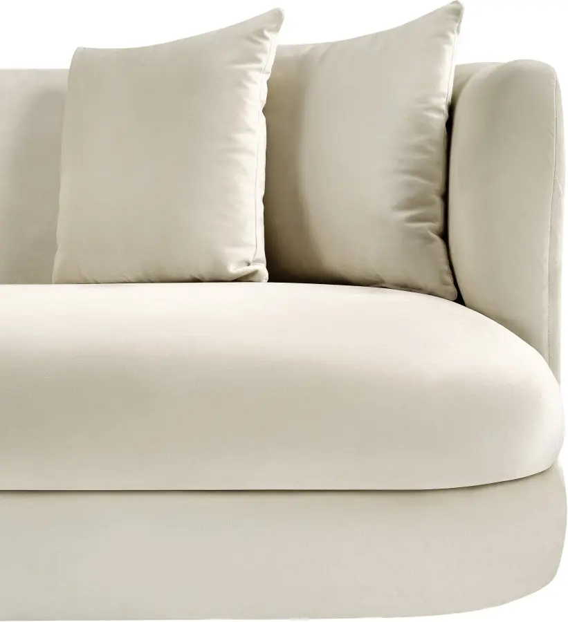 Oasis 93.5" Cream Velvet Upholstered Sofa - Image 12