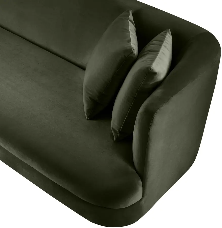 Oasis 93.5" Olive Green Velvet Upholstered Sofa - Image 13