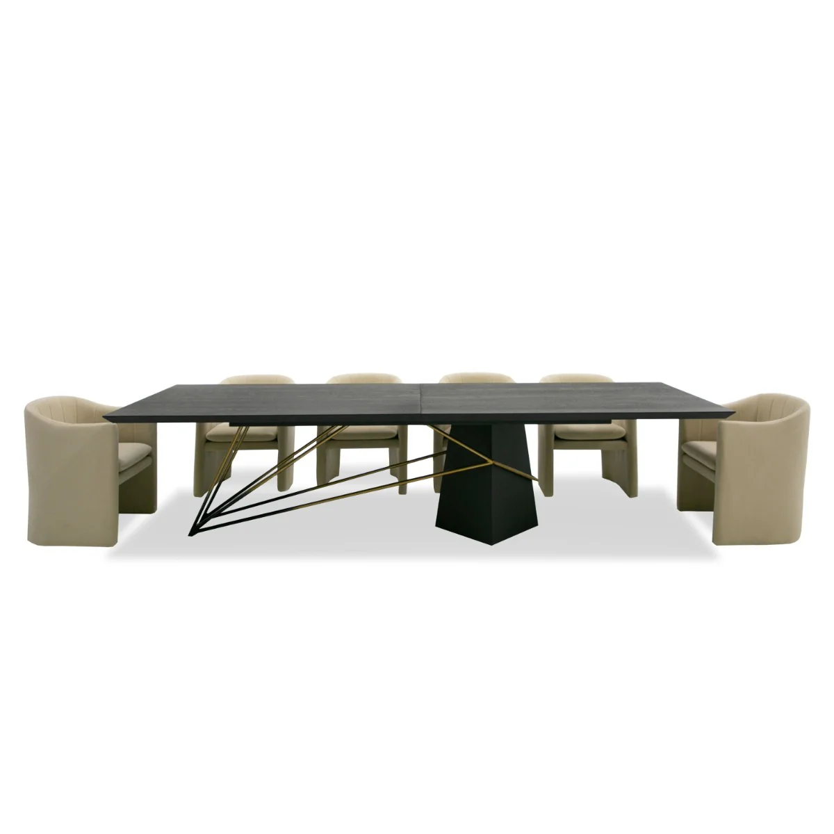 126" Obssedia - Glam Black Ash + Stainless Steel Dining Table - Image 5
