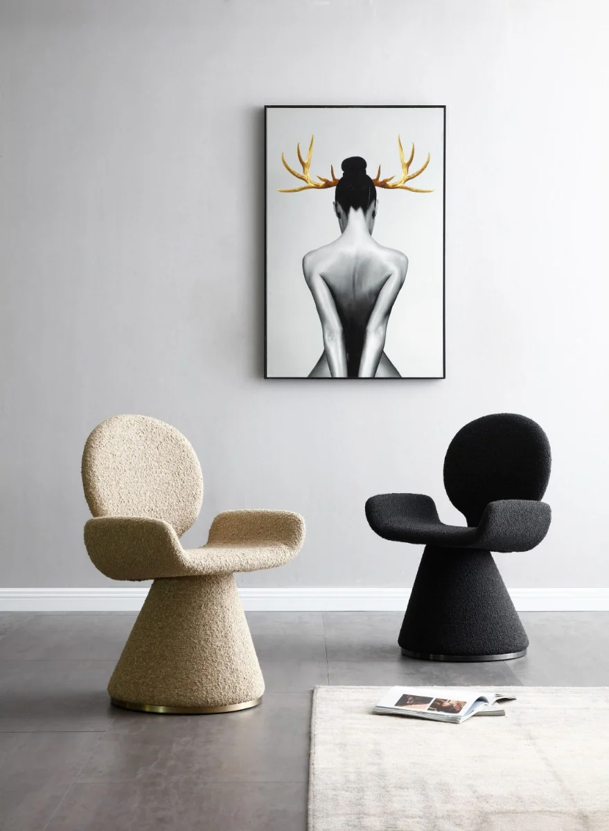Odessa Contemporary Beige Fabric + Brushed Black Gun Dining Chair - Image 6