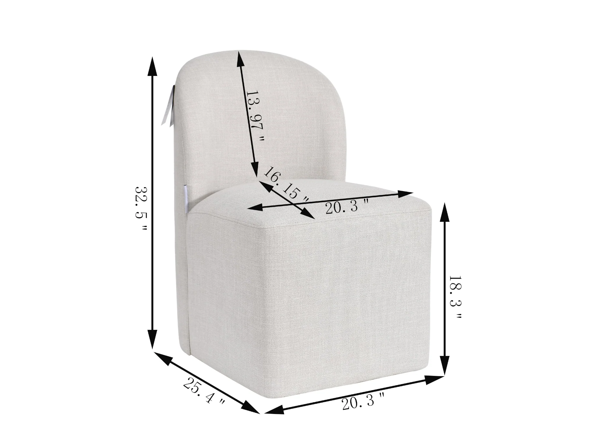 Ophira Beige Upholstered Fabric Dining Chair With Casters - Image 4