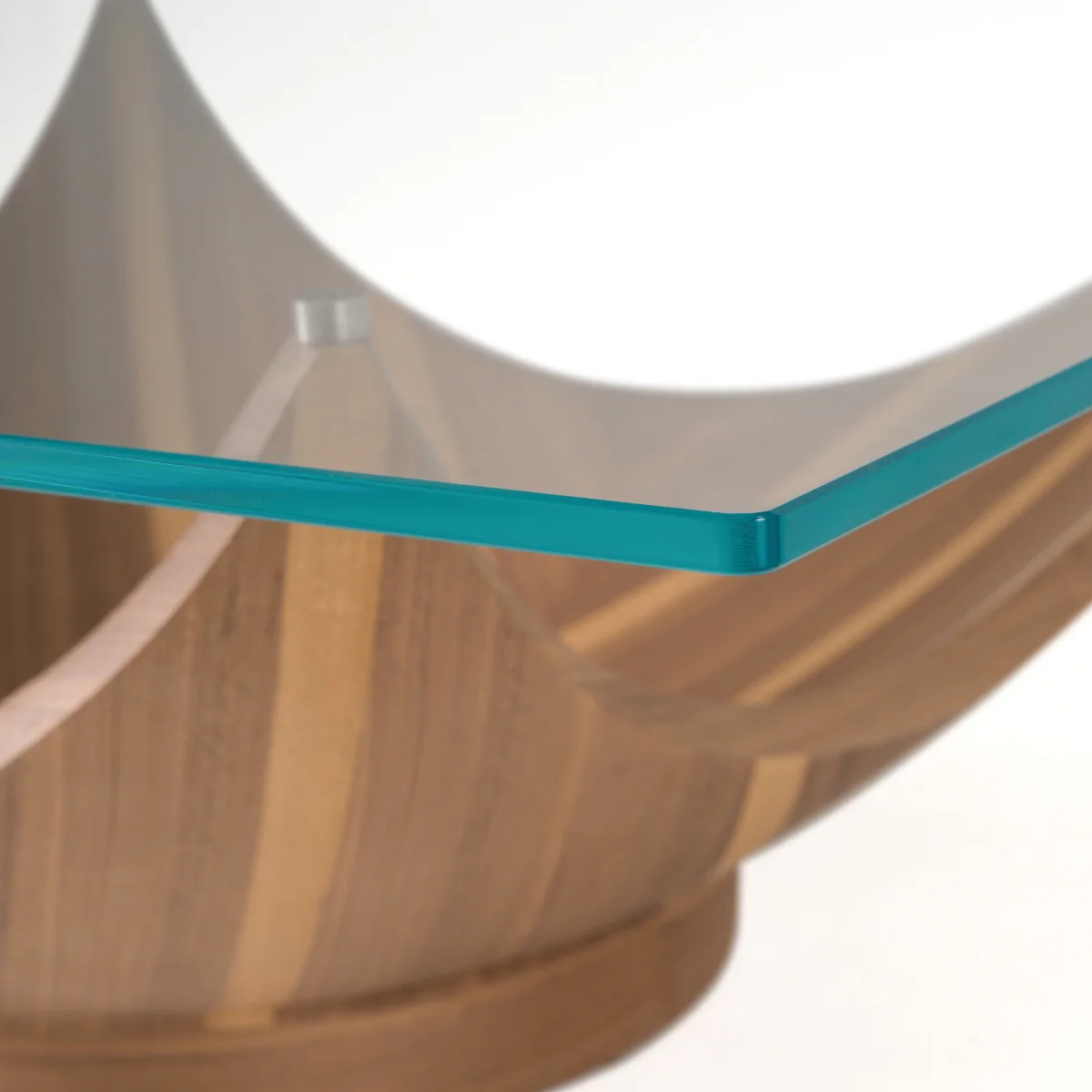 Orbit Contemporary Glass + Walnut Square Coffee Table - Image 6