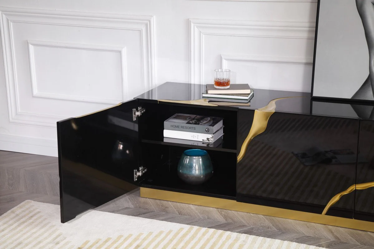 Oslo Modern Black & Gold Tv Stand - Image 11