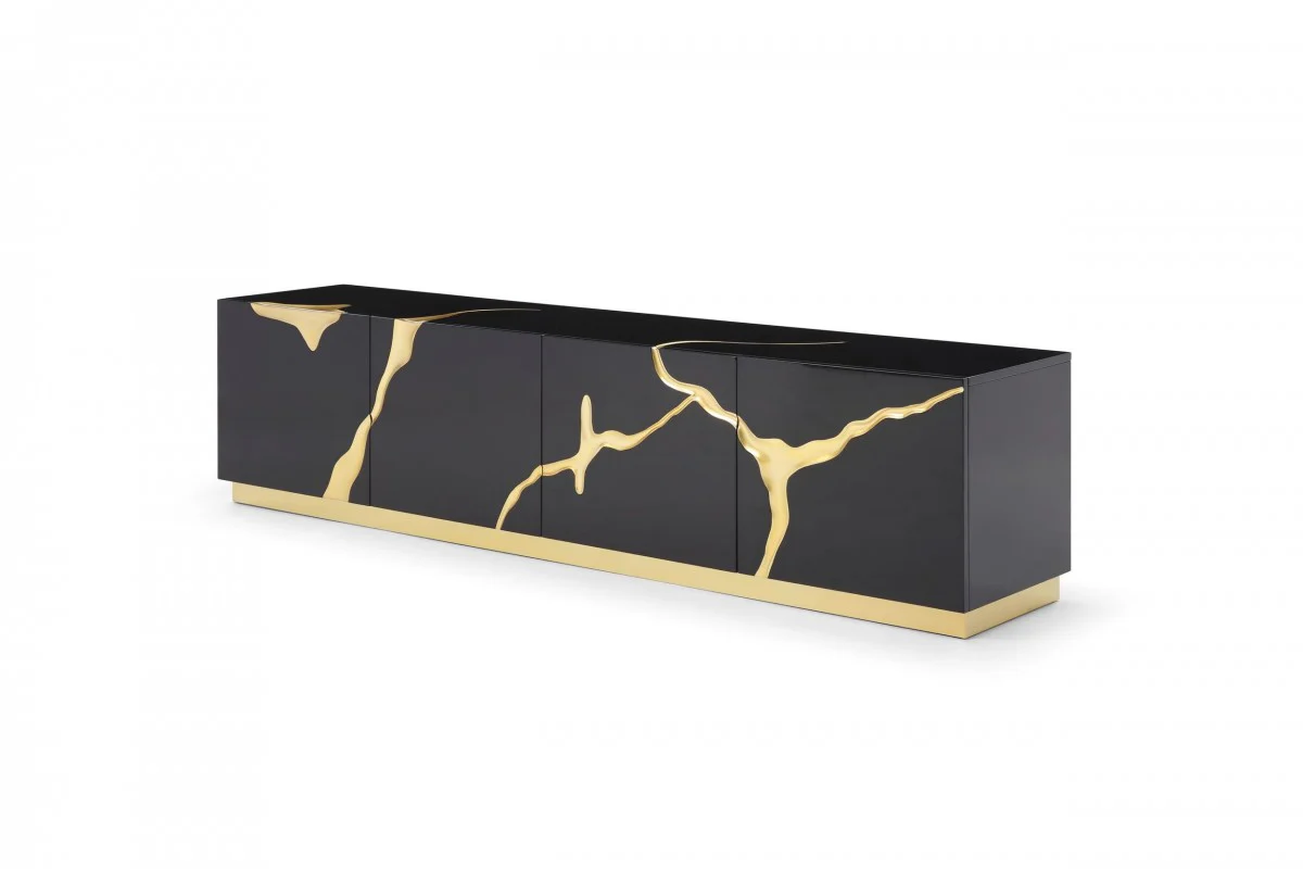 Oslo Modern Black & Gold Tv Stand - Image 7