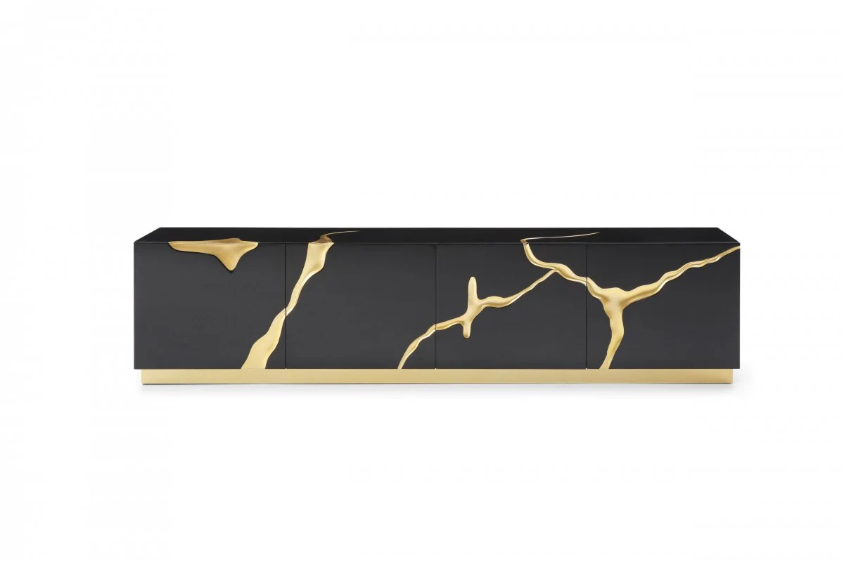 Oslo Modern Black & Gold Tv Stand - Image 8