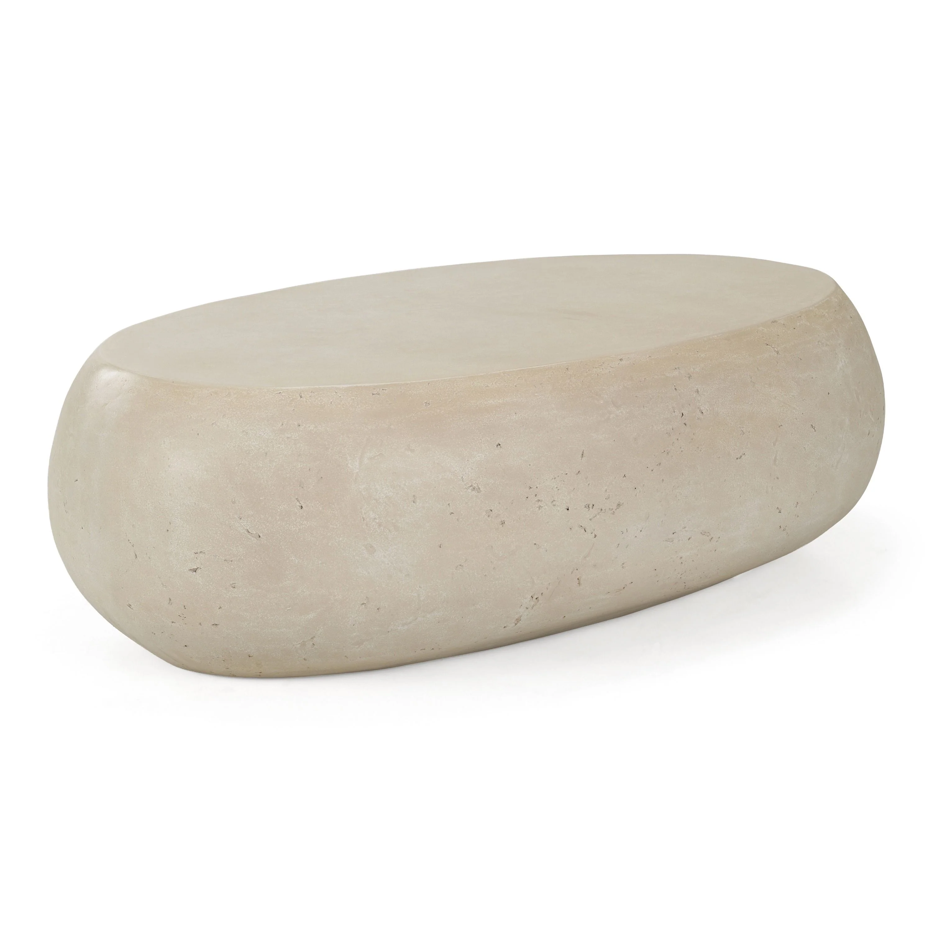 Ostra - Modern Beige Fiberform Large Oval Coffee Table - Image 4