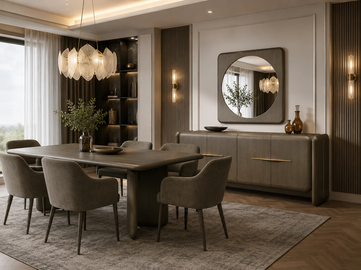 Pebble Cave Ash Oak 4 Door Sideboard and Mirror - Image 4