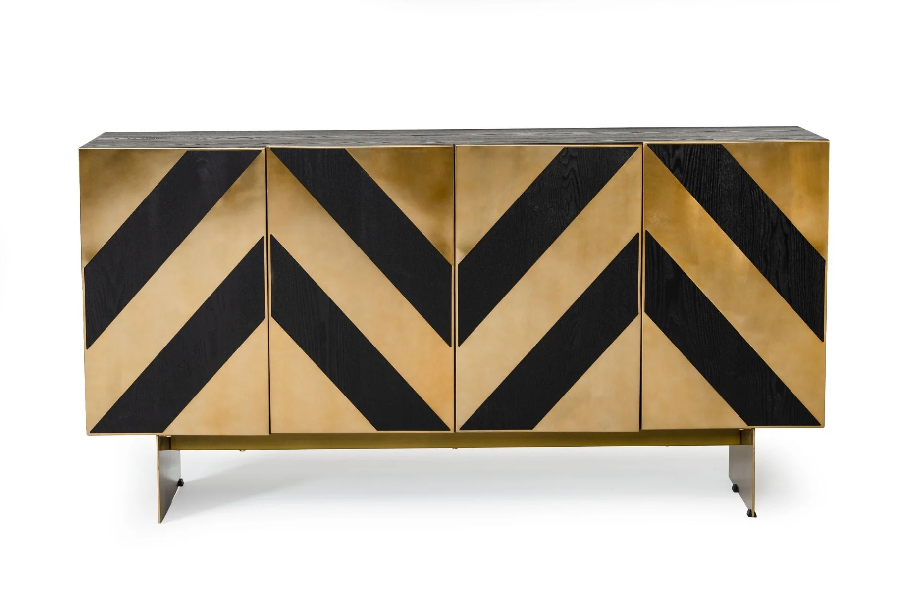 Peruzzi Glam Black Ash & Brass Gold Modern Buffet - Image 3