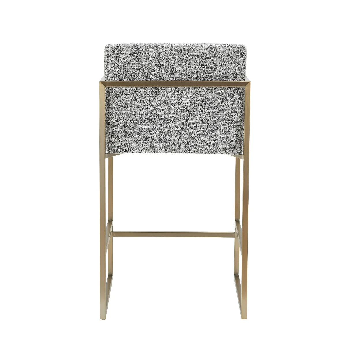 Plato Modern Grey Fabric + Antique Brass Counter Chair - Image 5
