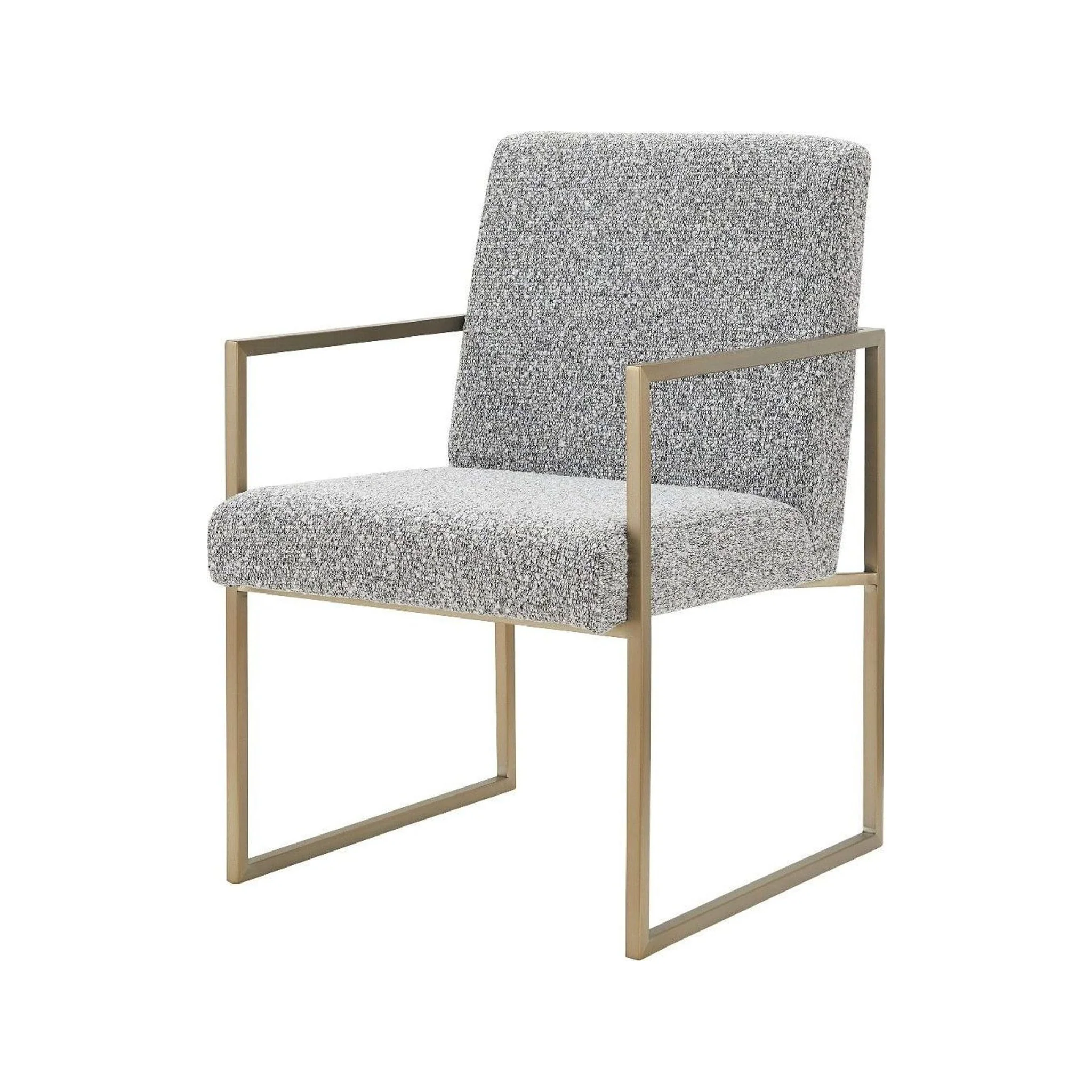 Plato - Modern Grey Fabric + Antique Brass Dining Chair