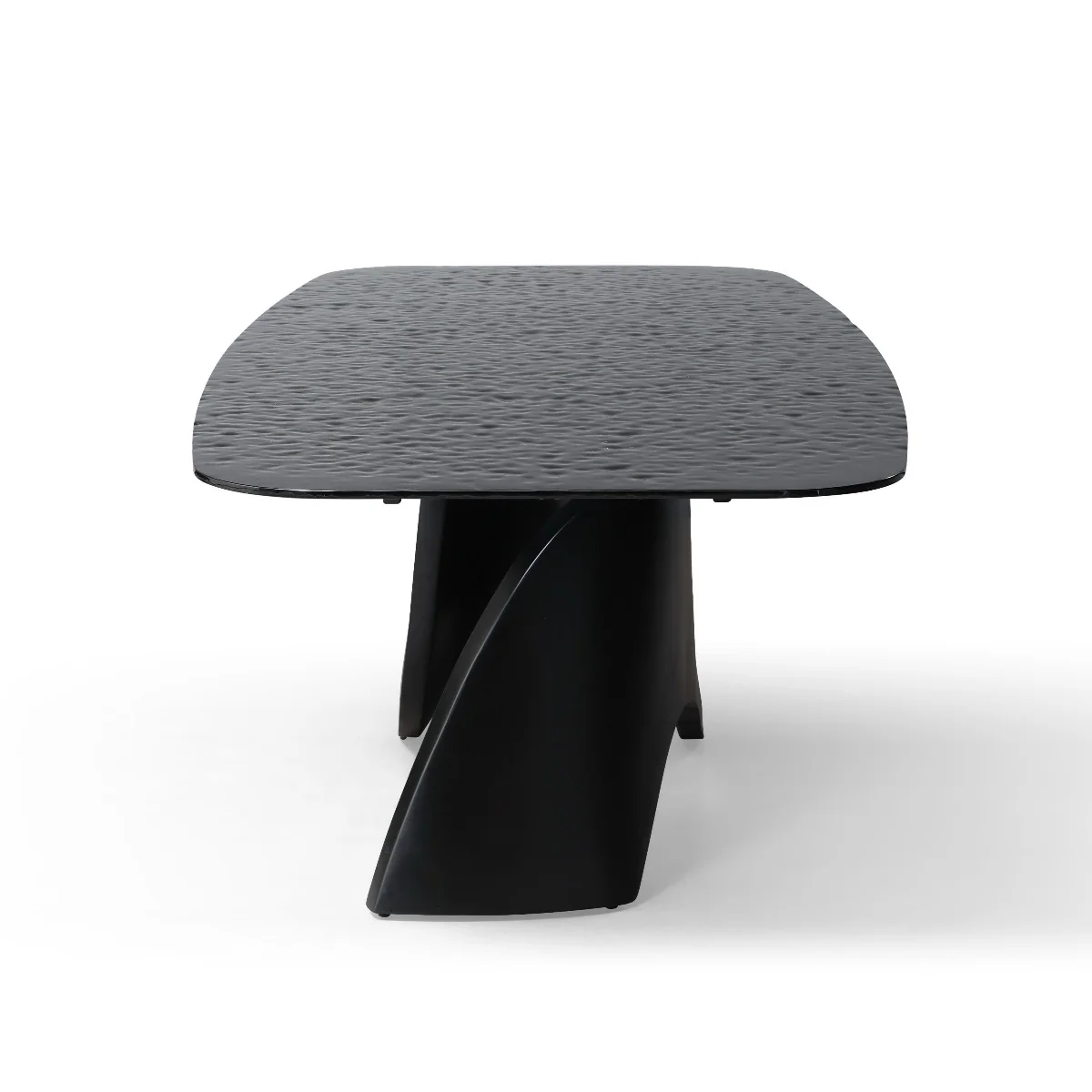 Pluto Modern Grey Wave Glass + Black Dining Table - Image 11