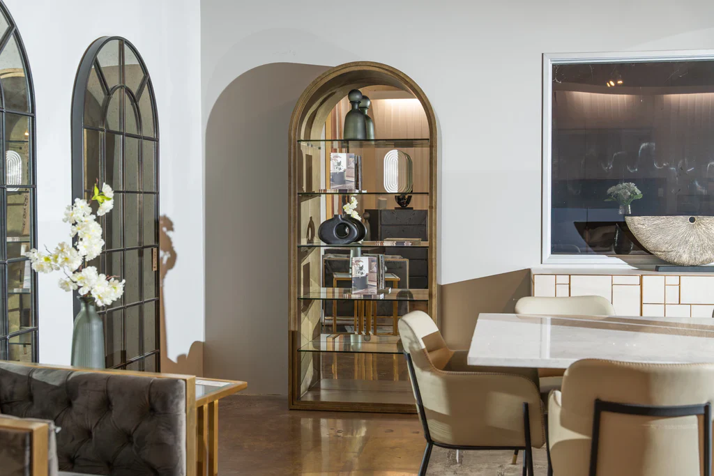 Trento Modern Antique Brass + Mirror Bookcase - Image 7