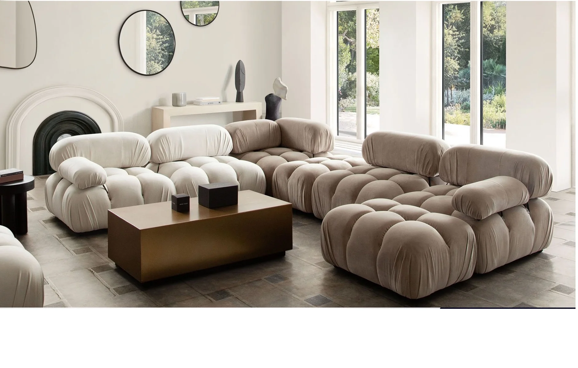 Pulse 4-Piece Modular Reversible Chaise Sectional Velvet - Image 6