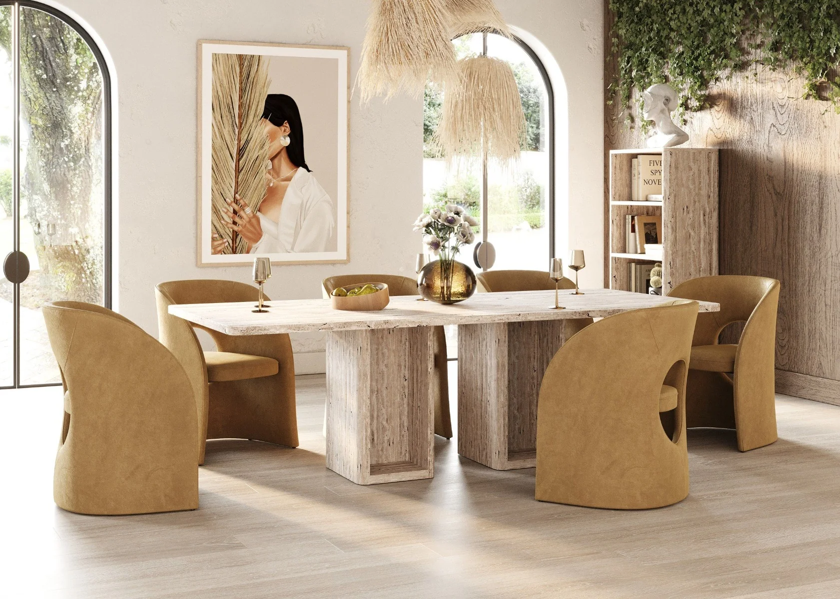 Roma - Modern Travertine Rectangular Dining Table - Image 10