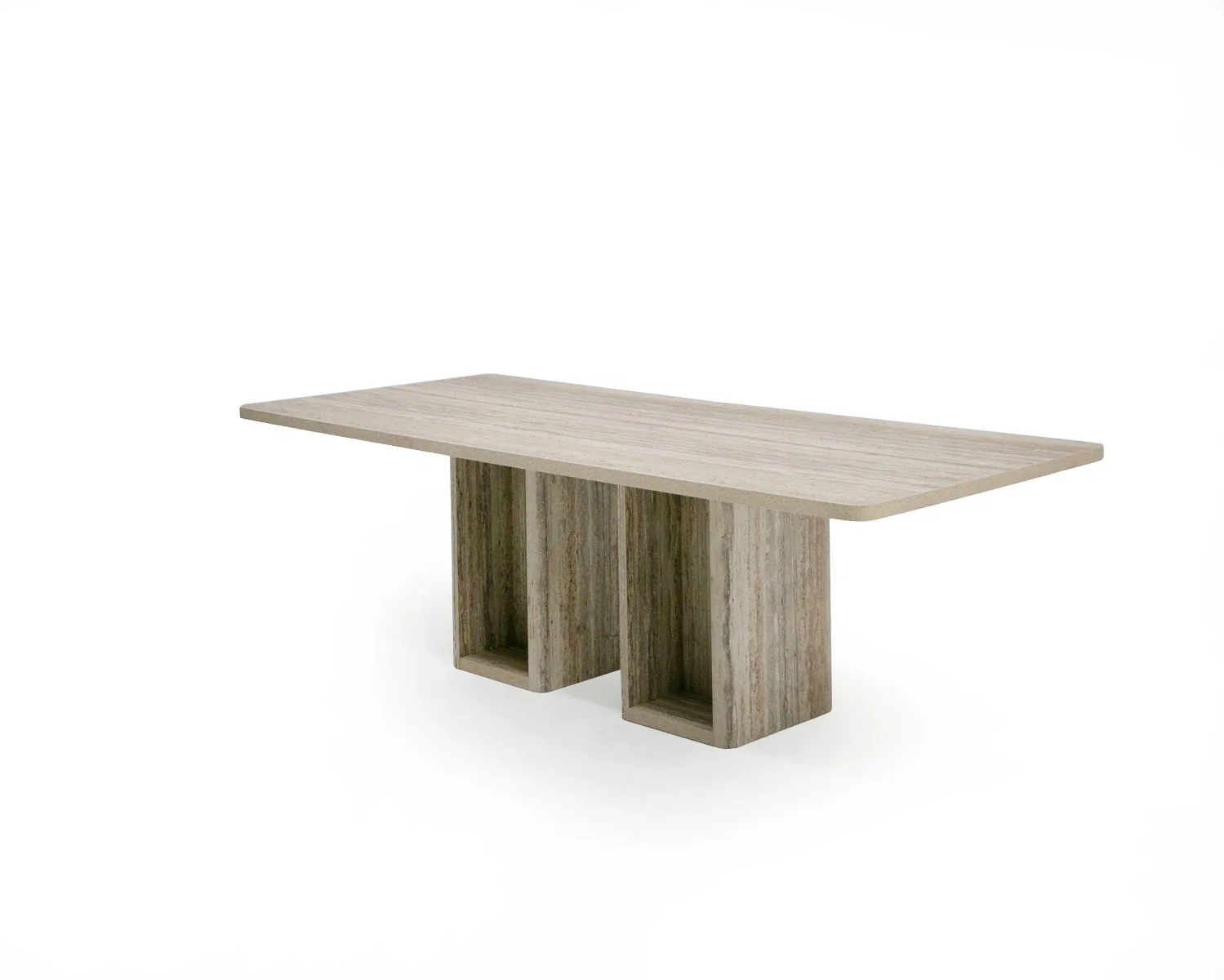 Roma - Modern Travertine Rectangular Dining Table - Image 4