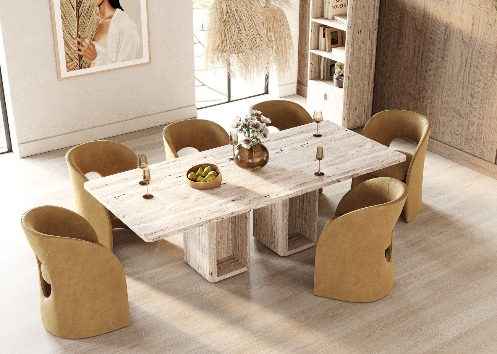 Roma - Modern Travertine Rectangular Dining Table - Image 7