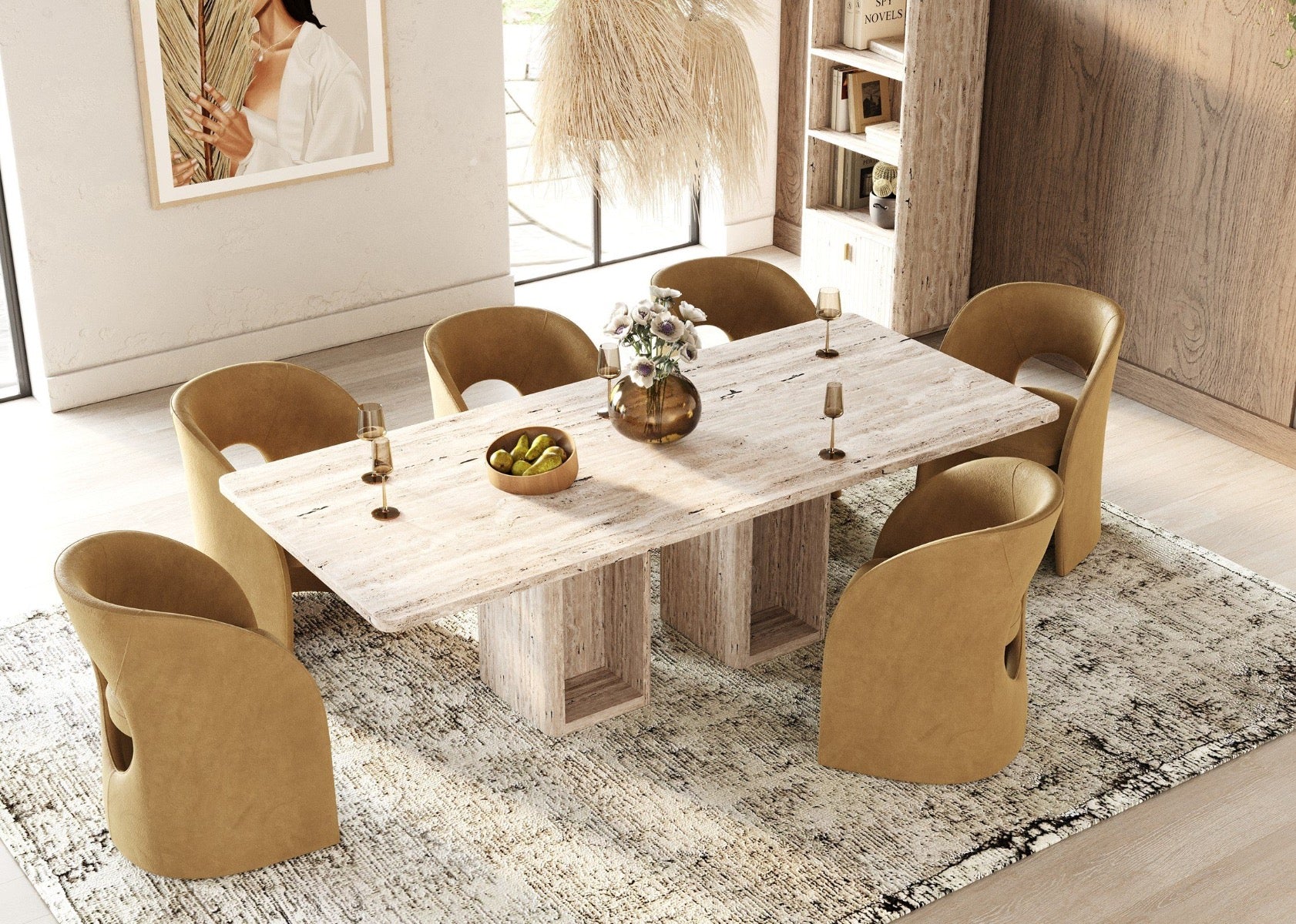 Roma - Modern Travertine Rectangular Dining Table - Image 8