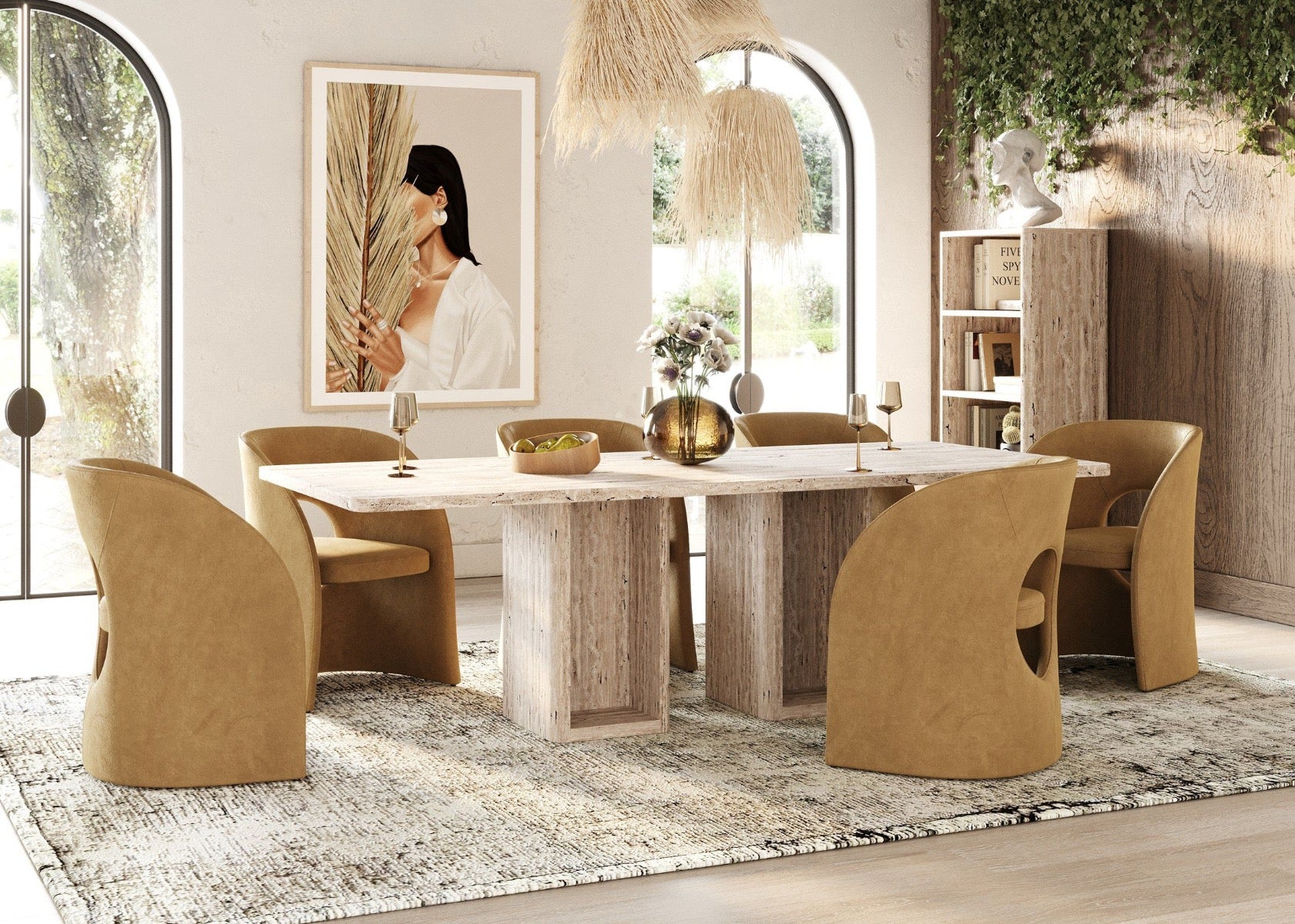 Roma - Modern Travertine Rectangular Dining Table - Image 9