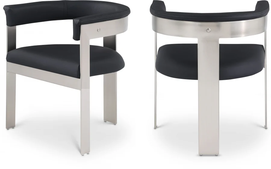 Romeo Vegan Leather & Chrome Upholstered Dining Chair - Set of 2 - Image 2