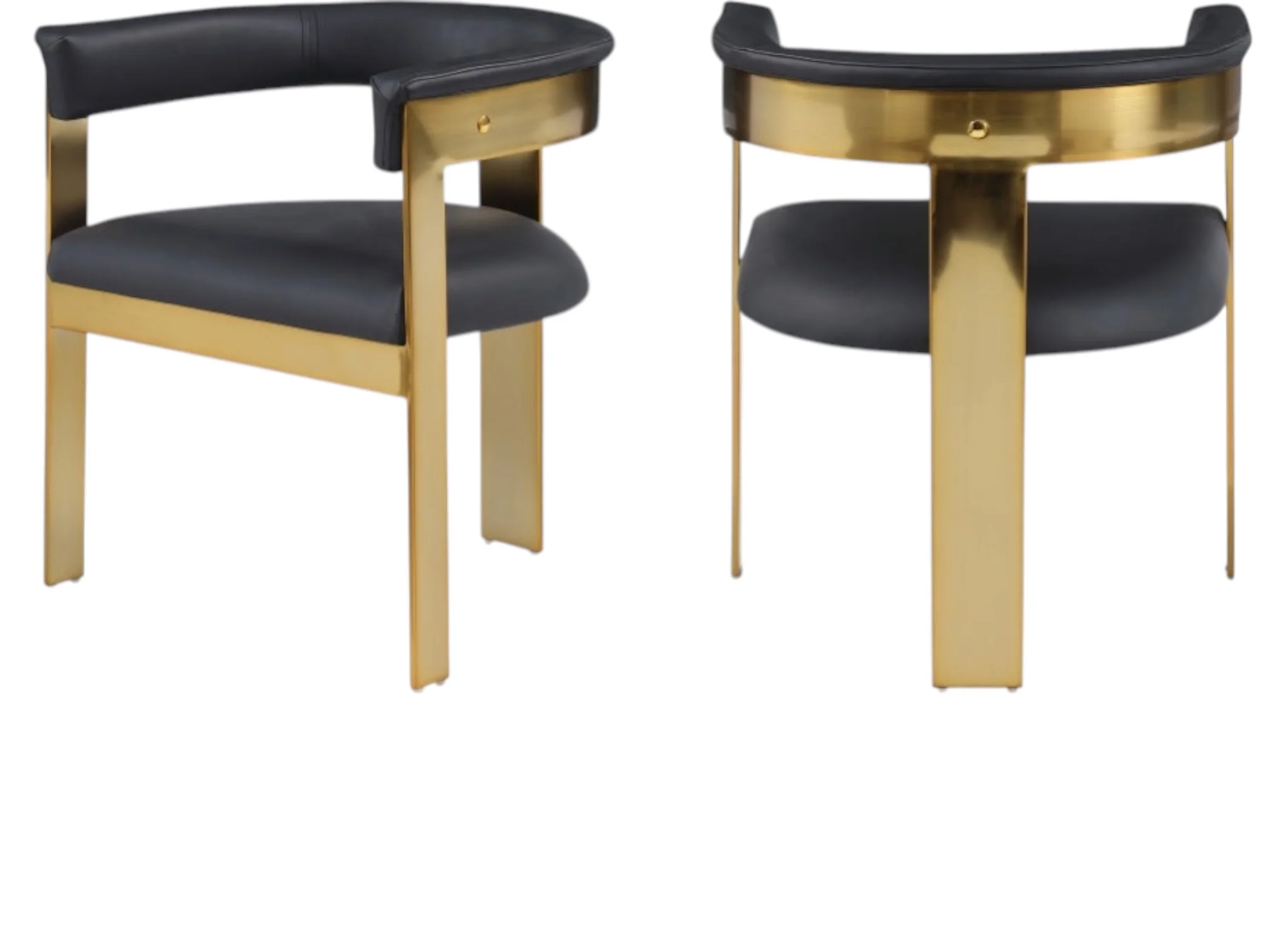 Romeo Vegan Leather & Gold Upholstered Dining Chair - Set of 2 - Image 2