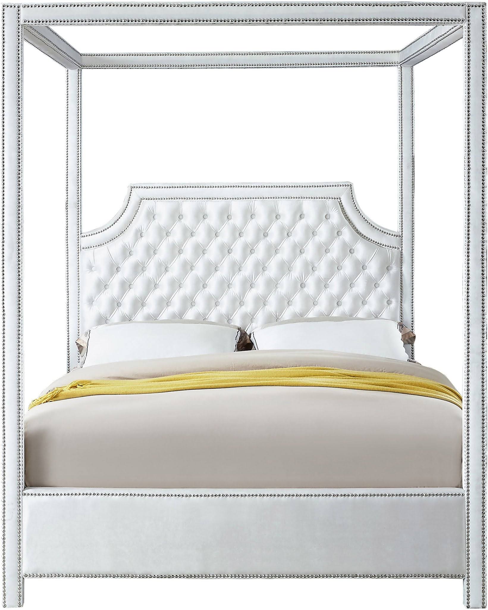 Rowan White Velvet Upholstered Bed KING