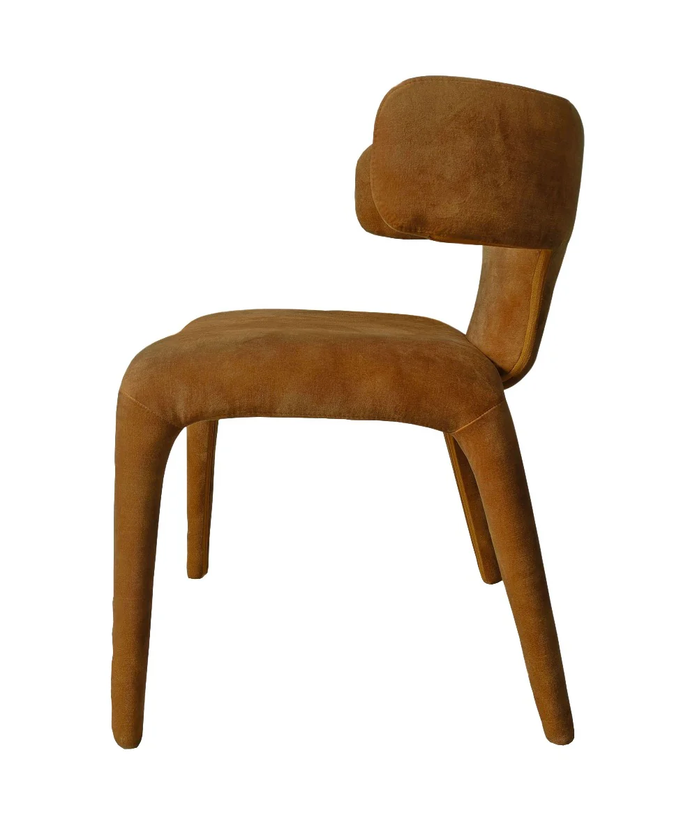Simone Modern Camel Velvet Fabric Dining Chair - Image 4