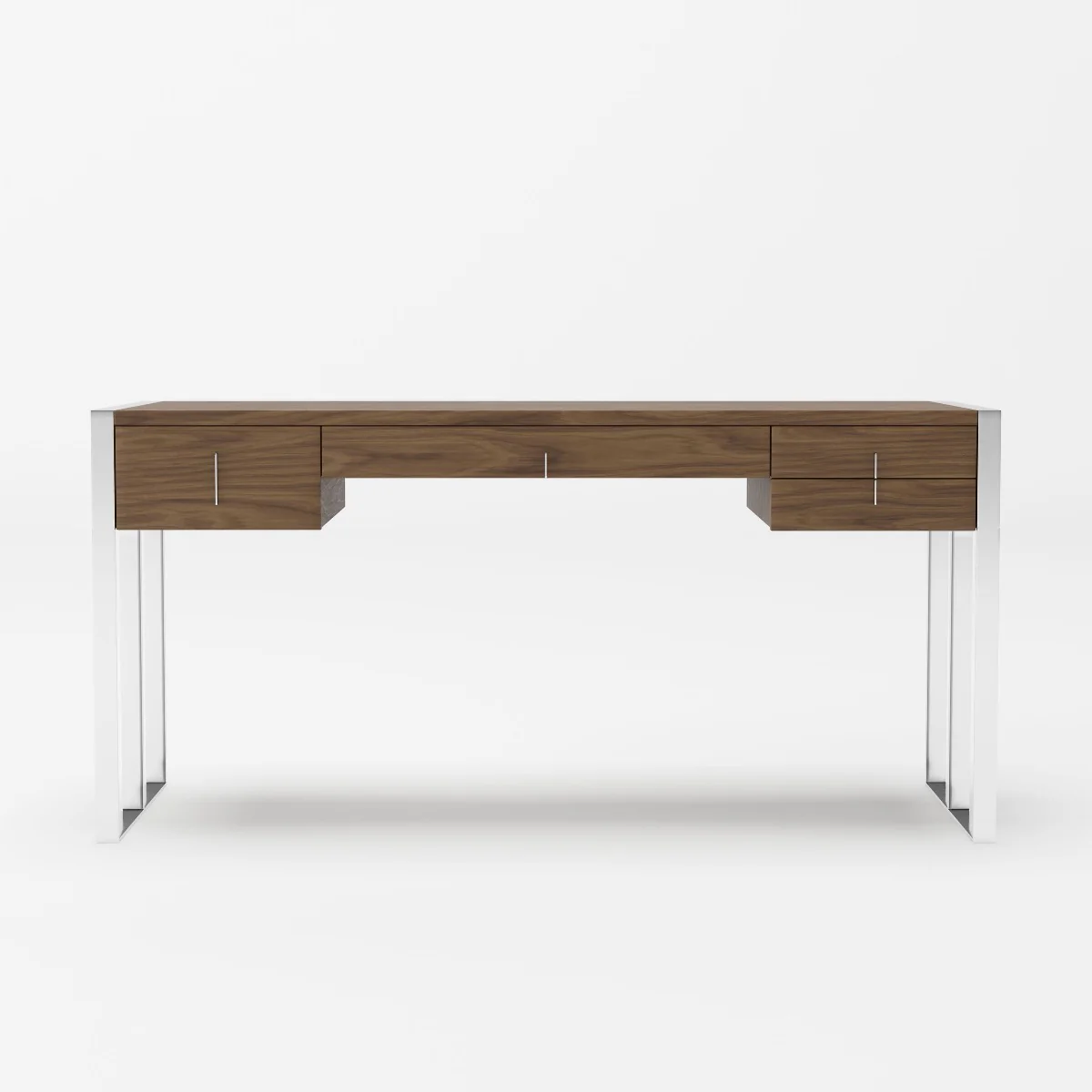Soho Modern Walnut & Stainless Steel Desk - Image 6