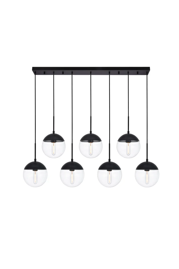 Solar 7 Lights Black Pendant With Clear Glass - Image 2