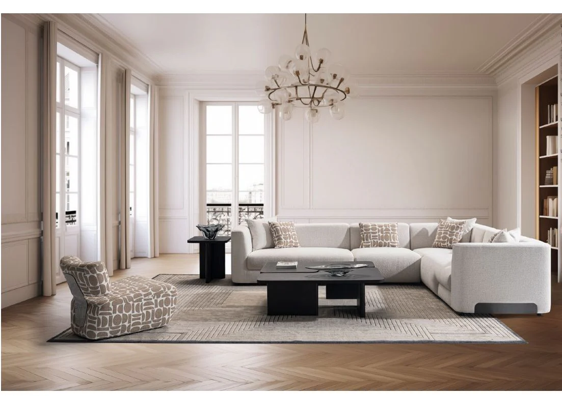 Solara Ivory Fabric Sectional Sofa - Image 5