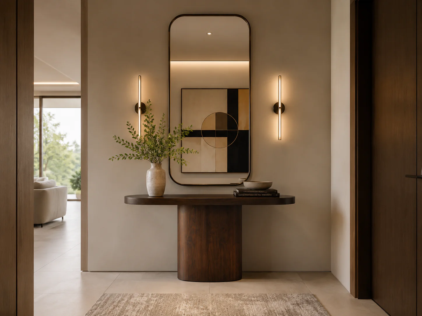 South Bend Oval Natural Walnut Console - Image 3